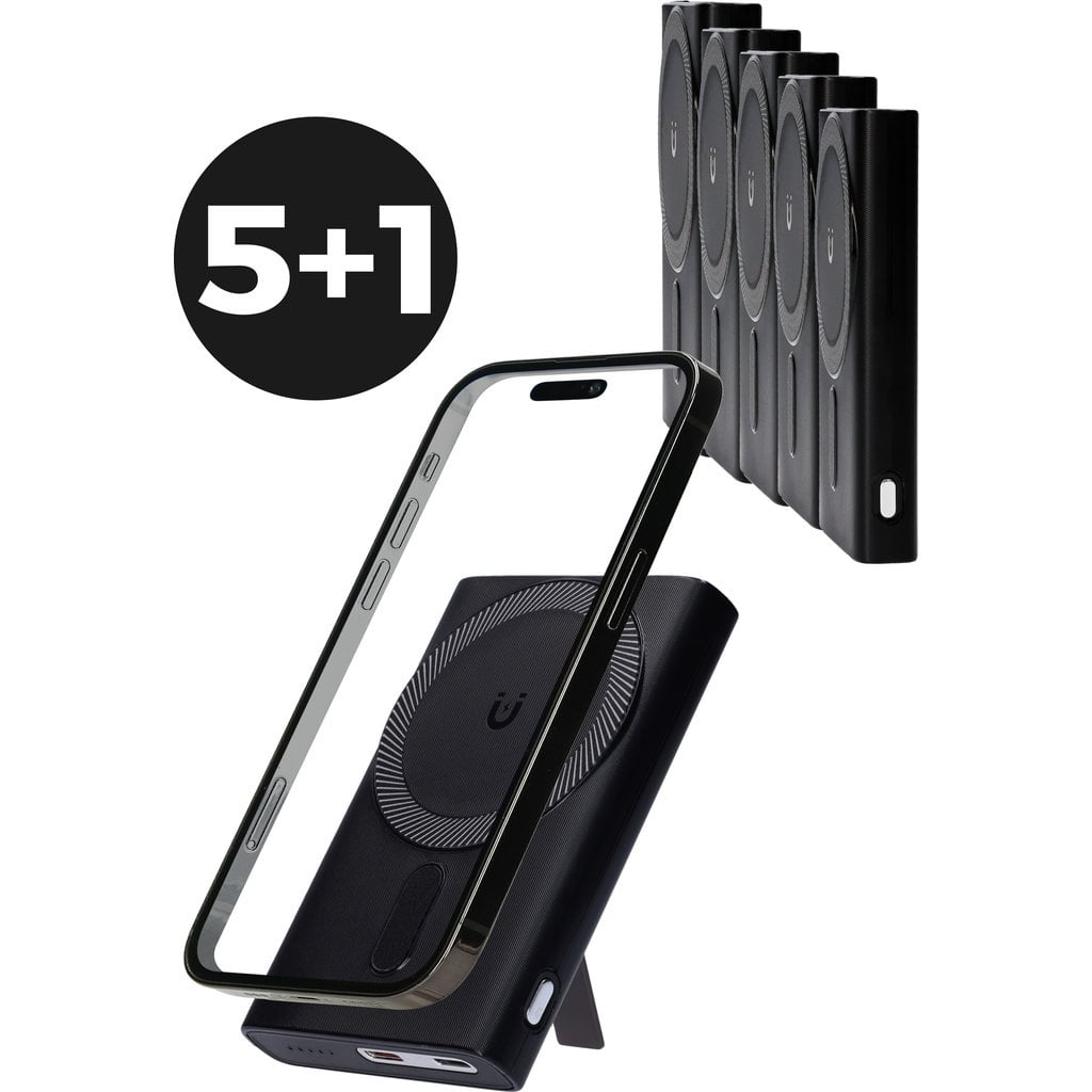 Mobiparts Mobiparts MagSafe Powerbank 5.000 mAh 15W met Stand (5+1 Bundel)