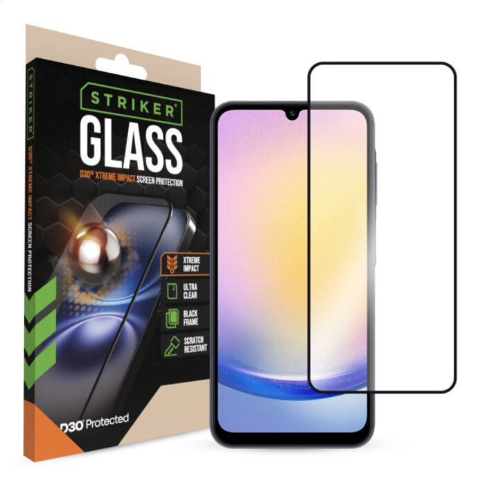 Striker Striker D3O Xtreme Impact Glass Screen Protector - Black Frame - Samsung Galaxy A25 5G