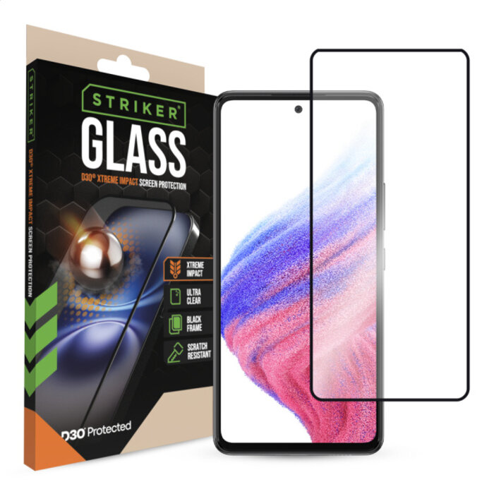 Striker Striker D3O Xtreme Impact Glass Screen Protector - Black Frame - Samsung Galaxy A52/A52s 5G/A53 5G