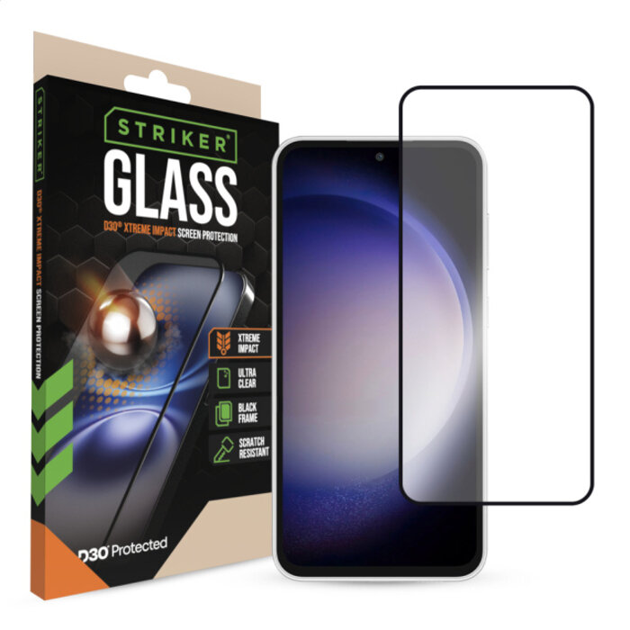Striker Striker D3O Xtreme Impact Glass Screen Protector - Black Frame - Samsung Galaxy A54 5G/S23 FE 5G