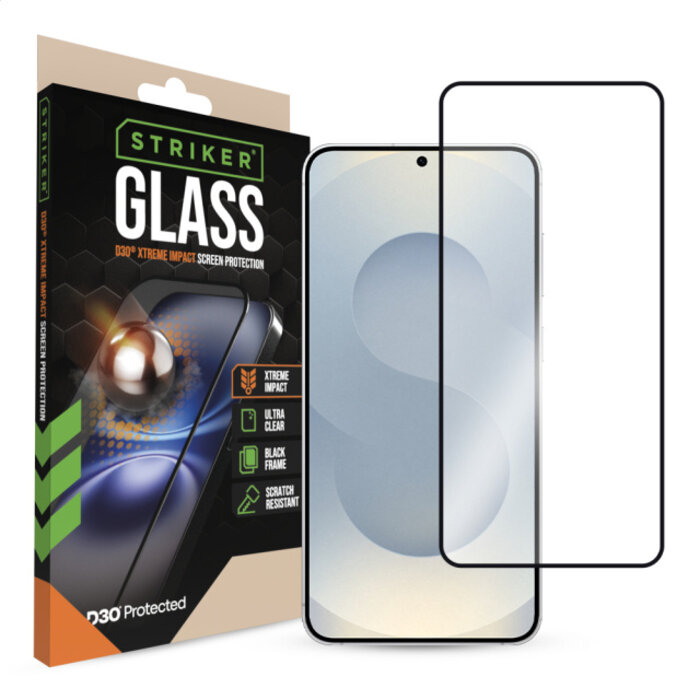 Striker Striker D3O Xtreme Impact Glass Screen Protector - Black Frame - Samsung Galaxy S24+ 5G/S25+ 5G