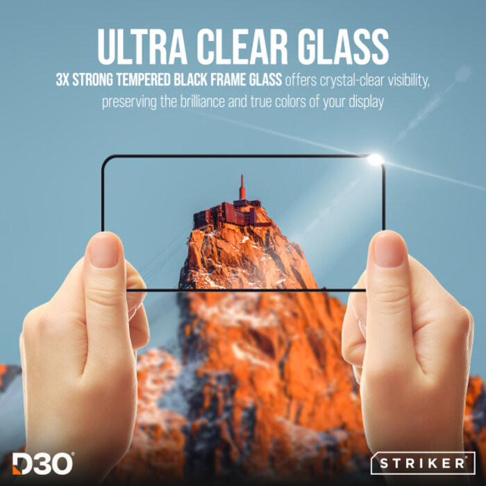 Striker Striker D3O Xtreme Impact Glass Screen Protector - Black Frame - Samsung Galaxy S24+ 5G/S25+ 5G