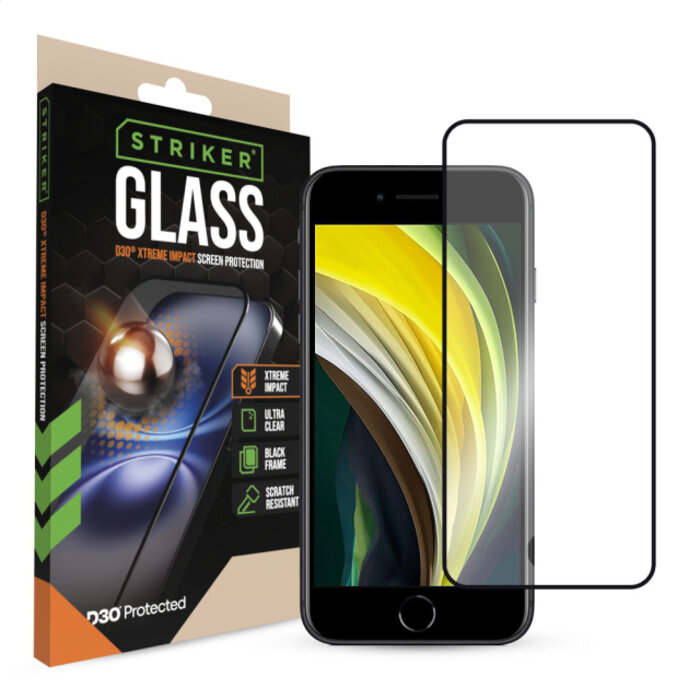 Striker Striker D3O Xtreme Impact Glass Screen Protector - Black Frame - Apple iPhone 7/8/SE (2020/2022)