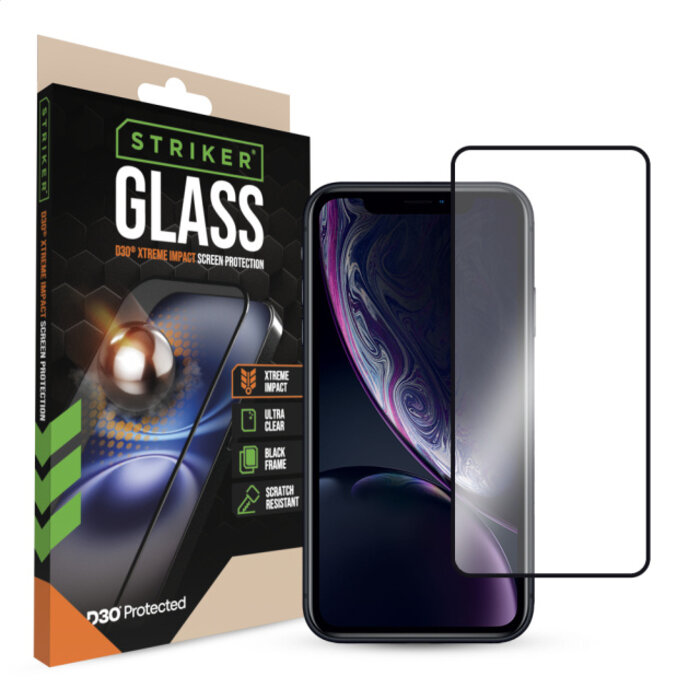 Striker Striker D3O Xtreme Impact Glass Screen Protector - Black Frame - Apple iPhone XR/11