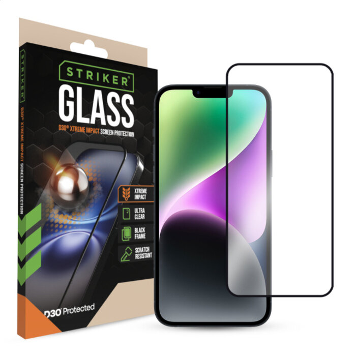 Striker Striker D3O Xtreme Impact Glass Screen Protector - Black Frame - Apple iPhone 13 Pro Max/14 Plus