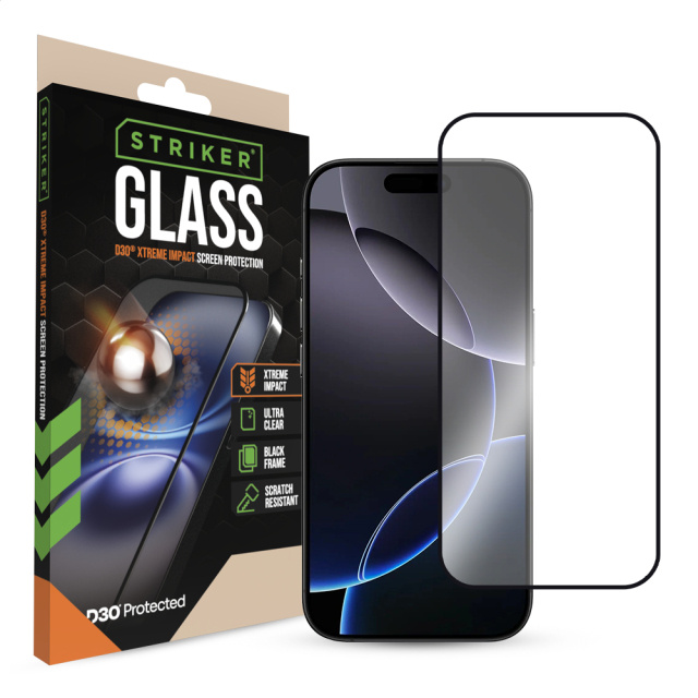 Striker Striker D3O Xtreme Impact Glass Screen Protector iPhone 16 Pro