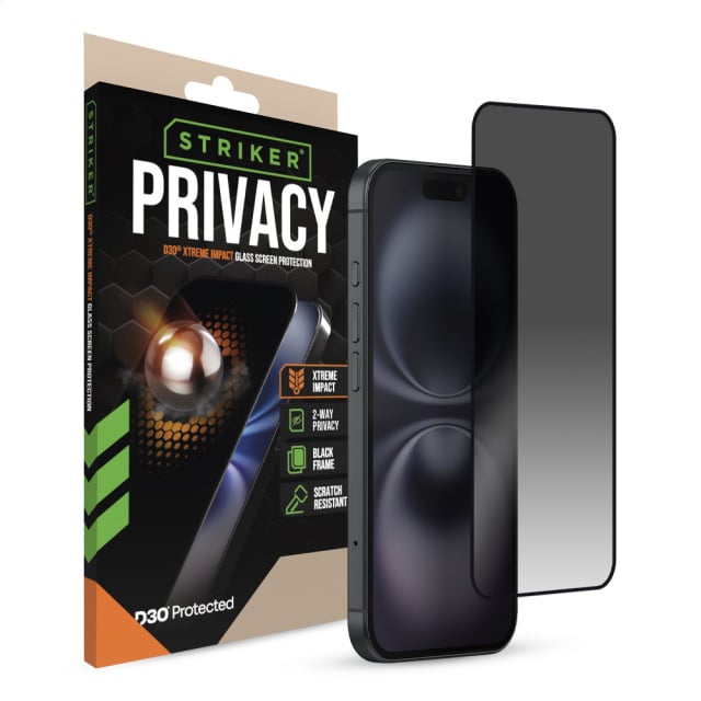 Striker Striker D3O Xtreme Impact Privacy Glass - iPhone 14 Pro / 15 / 16
