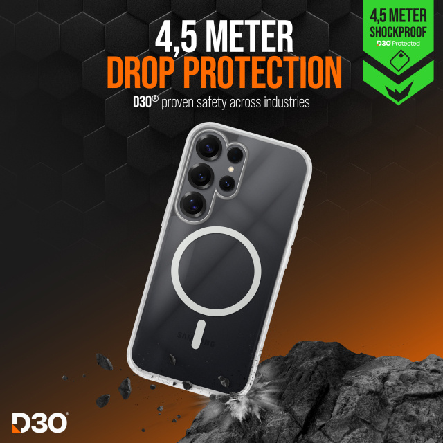 Striker Striker X-Core D3O Xtreme Impact Mag Case Clear voor Samsung S25 Ultra 5G