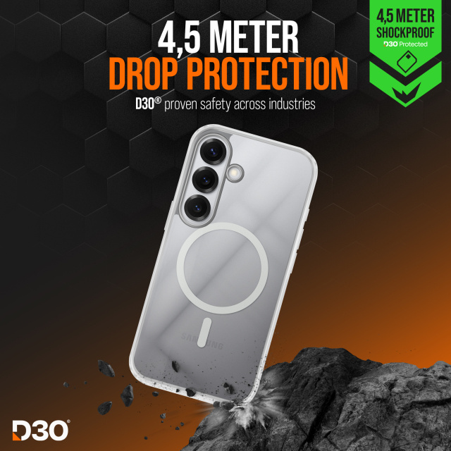Striker Striker X-Core D3O Xtreme Impact Mag Case Clear voor Samsung Galaxy S25 5G