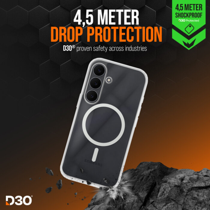 Striker Striker X-Core D3O Impact Mag Case Transparant voor Samsung S25 FE