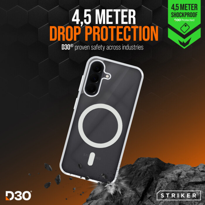 Striker Striker X-Core D3O Xtreme Impact Mag Case Clear voor Samsung Galaxy A37 5G