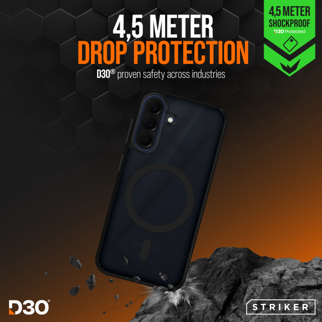 Striker Striker X-Core D3O Xtreme Impact Mag Case voor Samsung A57 5G - Zwart