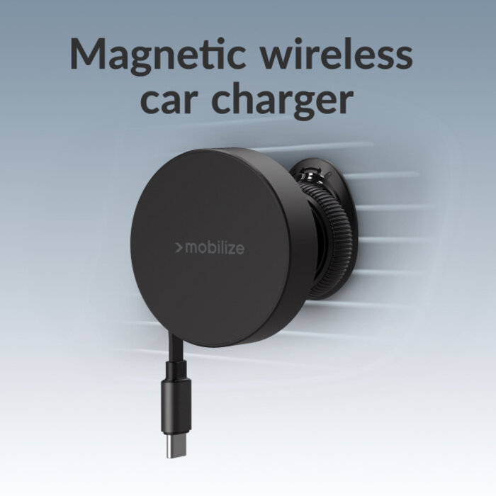 Mobilize Mobilize MagSafe Compatible Car Holder/Charger 7.5W/10W/15W with Retractable USB-C Cable Black