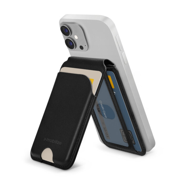 Mobilize Mobilize MagSafe Compatible Magnet Card Holder with Stand Function Black