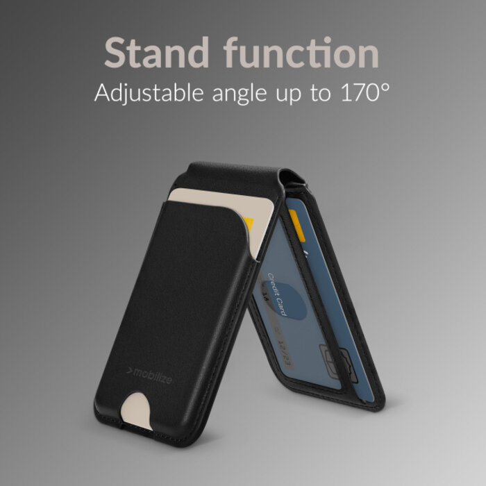 Mobilize Mobilize MagSafe Compatible Magnet Card Holder with Stand Function Black