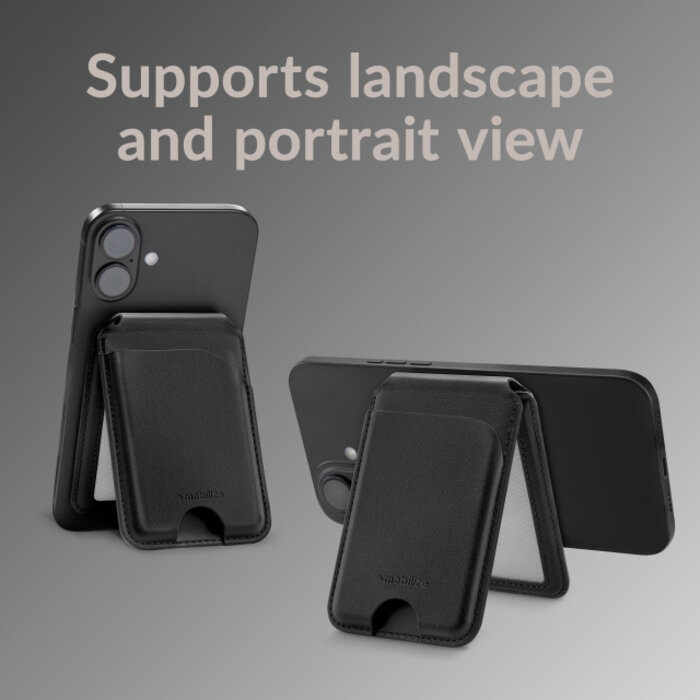 Mobilize Mobilize MagSafe Compatible Magnet Card Holder with Stand Function Black