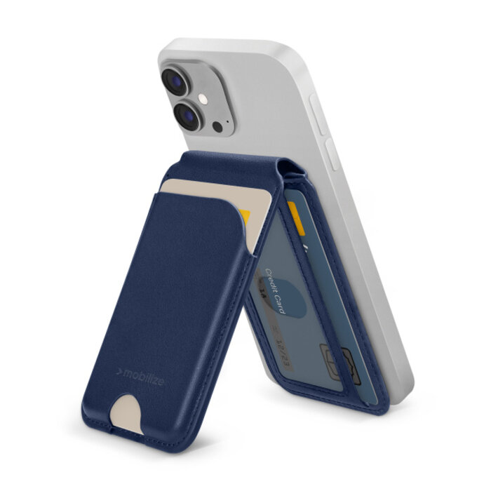 Mobilize Mobilize MagSafe Compatible Magnet Card Holder with Stand Function Blue