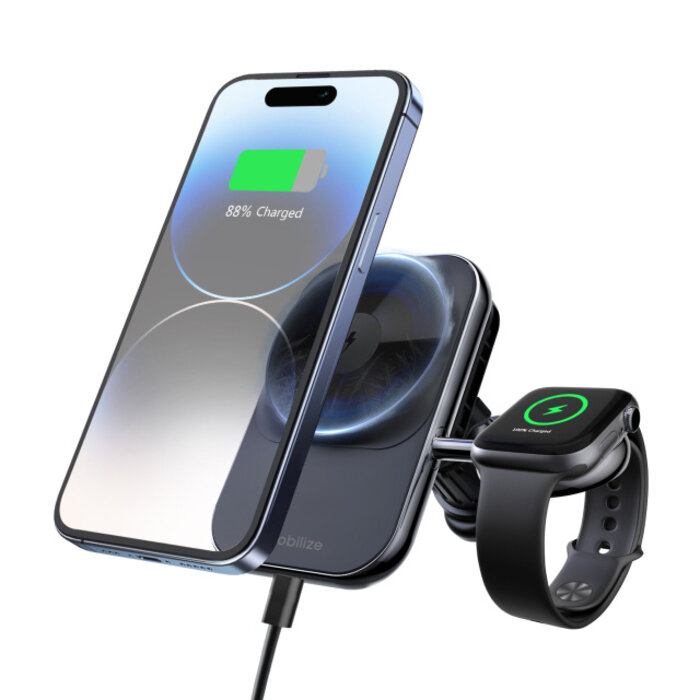 Mobilize Mobilize MagSafe Compatible Car Charger for Phone and Watch 18W Black
