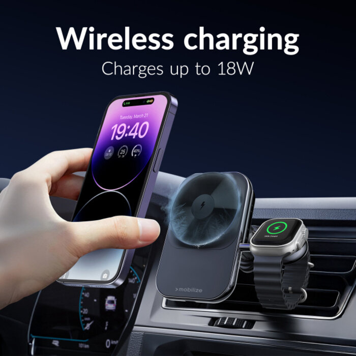 Mobilize Mobilize MagSafe Compatible Car Charger for Phone and Watch 18W Black