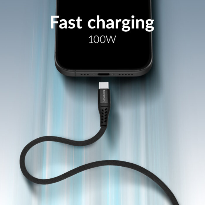 Mobilize Mobilize Magnetic Nylon Cable - USB-C to USB-C - 1m. - 100W Black