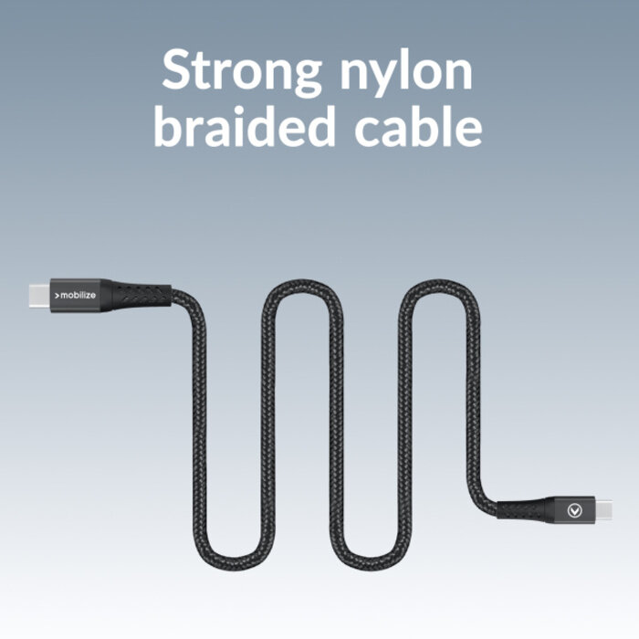 Mobilize Mobilize Magnetic Nylon Cable - USB-C to USB-C - 1m. - 100W Black