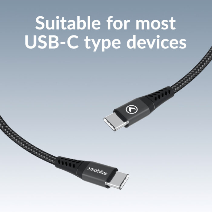 Mobilize Mobilize Magnetic Nylon Cable - USB-C to USB-C - 1m. - 100W Black