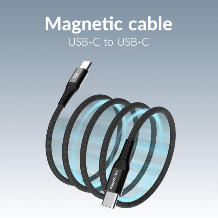 Mobilize Mobilize Magnetic Nylon Cable - USB-C to USB-C - 2m. - 100W Black