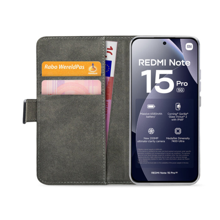 Mobilize Mobilize Classic Gelly Wallet Book Case - Xiaomi Redmi Note 15 Pro 5G - Zwart