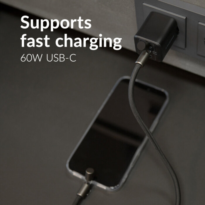 Mobilize Mobilize Lanyard Nylon Cable - USB-C to USB-C - 1.85m - 60W Black