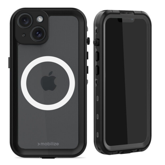Mobilize Mobilize MagSafe Compatible Waterproof Case Apple iPhone 15 Clear/Black