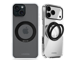 Mobilize Mobilize MagSafe Compatible 360 Rotating Ring Stand Case Apple iPhone 15 Clear/Black