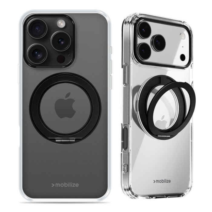 Mobilize Mobilize MagSafe Compatible 360 Rotating Ring Stand Case Apple iPhone 15 Pro Clear/Black