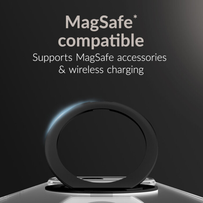 Mobilize Mobilize MagSafe Compatible 360 Rotating Ring Stand Case Apple iPhone 15 Pro Max Clear/Black