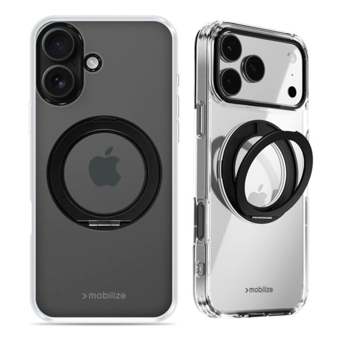 Mobilize Mobilize MagSafe Compatible 360 Rotating Ring Stand Case Apple iPhone 16 Clear/Black