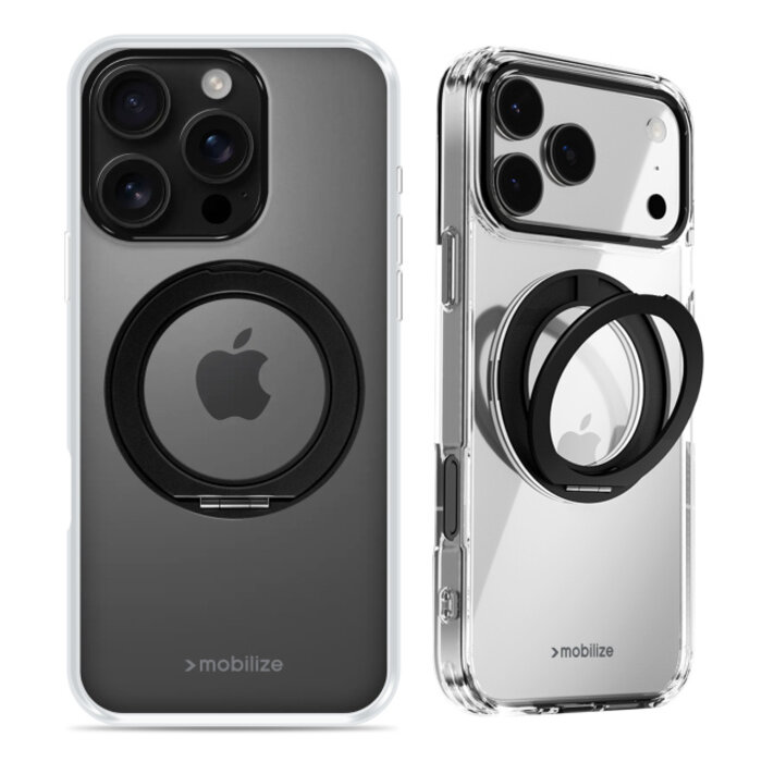 Mobilize Mobilize MagSafe Compatible 360 Rotating Ring Stand Case Apple iPhone 16 Pro Clear/Black