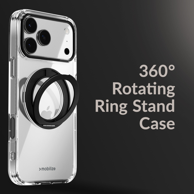 Mobilize Mobilize MagSafe 360 Ring Stand Case Apple iPhone 16 Pro Clear/Black