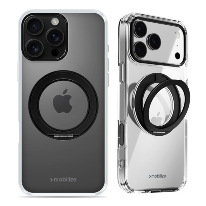 Mobilize Mobilize MagSafe Compatible 360 Rotating Ring Stand Case Apple iPhone 16 Pro Max Clear/Black
