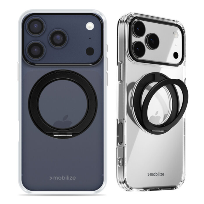 Mobilize Mobilize MagSafe Compatible 360 Rotating Ring Stand Case Apple iPhone 17 Pro Clear/Black