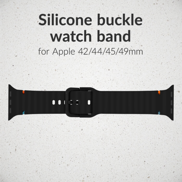 Mobilize Mobilize Siliconen Horlogeband Apple Watch 42/44/45/46/49mm - Zwart
