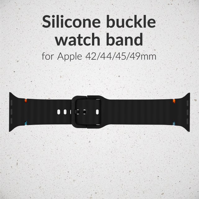 Mobilize Mobilize Siliconen Horlogeband Apple Watch 42/44/45/46/49mm - Zwart