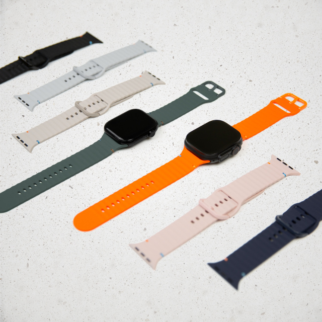 Mobilize Mobilize Siliconen Horlogeband Apple Watch 42/44/45/46/49mm - Zwart