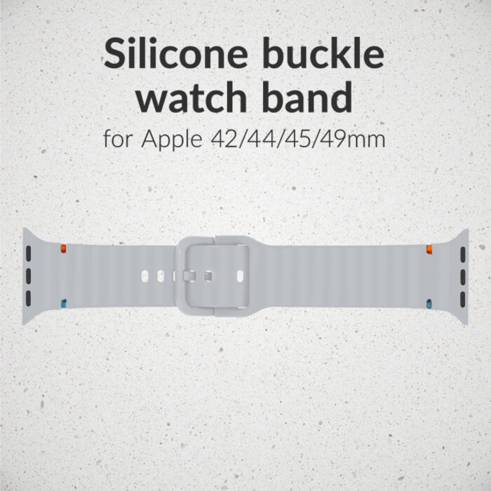 Mobilize Mobilize Silicon Watch Band - Buckle - for Apple 42 (Gen 1 t/m 3)/44/45/46/49mm - Grey