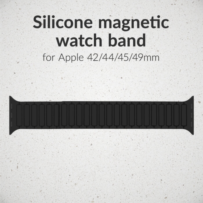 Mobilize Mobilize Silicon Watch Band - Magnetic - for Apple 42 (Gen 1 t/m 3)/44/45/46/49mm - Black