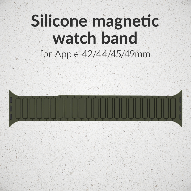 Mobilize Mobilize Silicon Watch Band Magnetic voor Apple Watch 42/44/45/46/49mm Groen