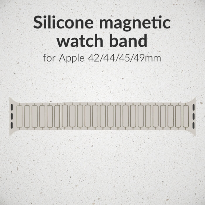 Mobilize Mobilize Silicon Watch Band - Magnetic - for Apple 42 (Gen 1 t/m 3)/44/45/46/49mm - Starlight