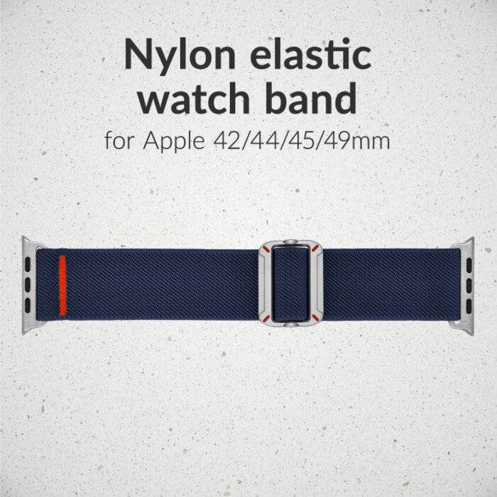 Mobilize Mobilize Elastische Nylon Horlogeband voor Apple Watch 42/44/45/46/49mm - Blauw