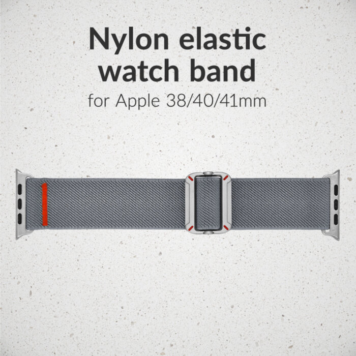 Mobilize Mobilize Elastische Nylon Horlogeband Apple Watch 38/40/41/42mm - Grijs