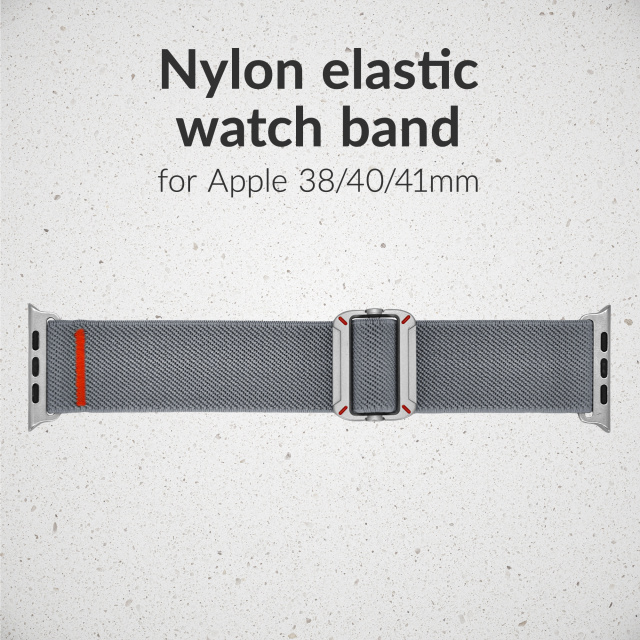 Mobilize Mobilize Elastische Nylon Horlogeband Apple Watch 38/40/41/42mm - Grijs