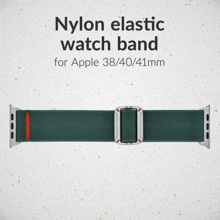 Mobilize Mobilize Elastische Nylon Horlogeband voor Apple Watch 38/40/41/42mm - Groen