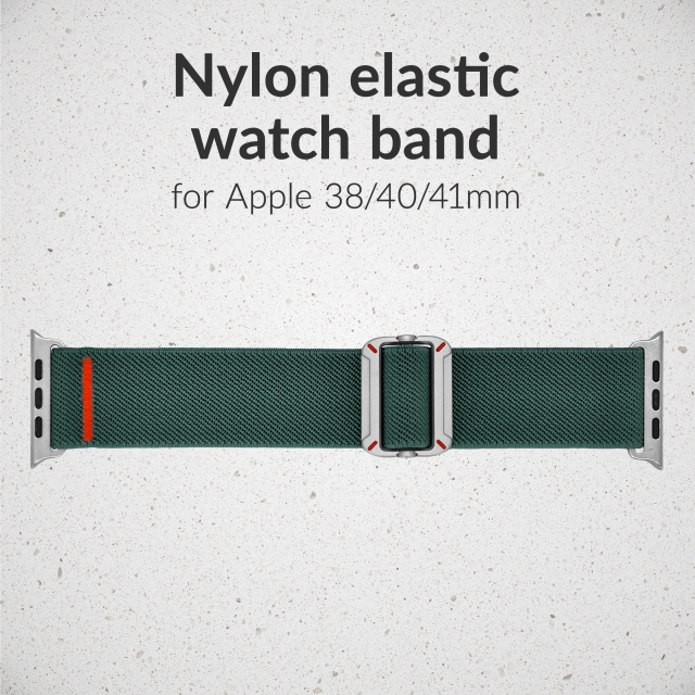 Mobilize Mobilize Elastische Nylon Horlogeband voor Apple Watch 38/40/41/42mm - Groen